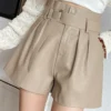 Elegant Faux PU Leather Shorts