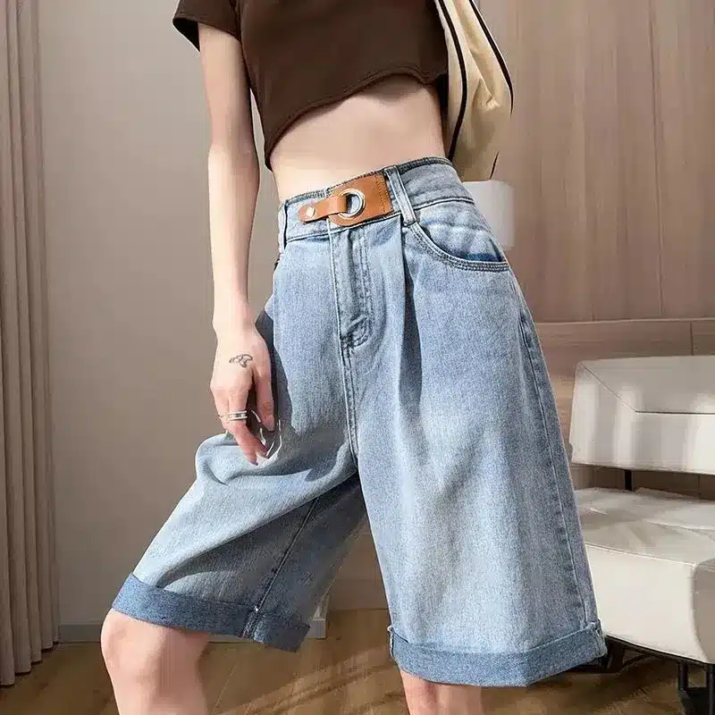 Thin Denim High Waist Shorts