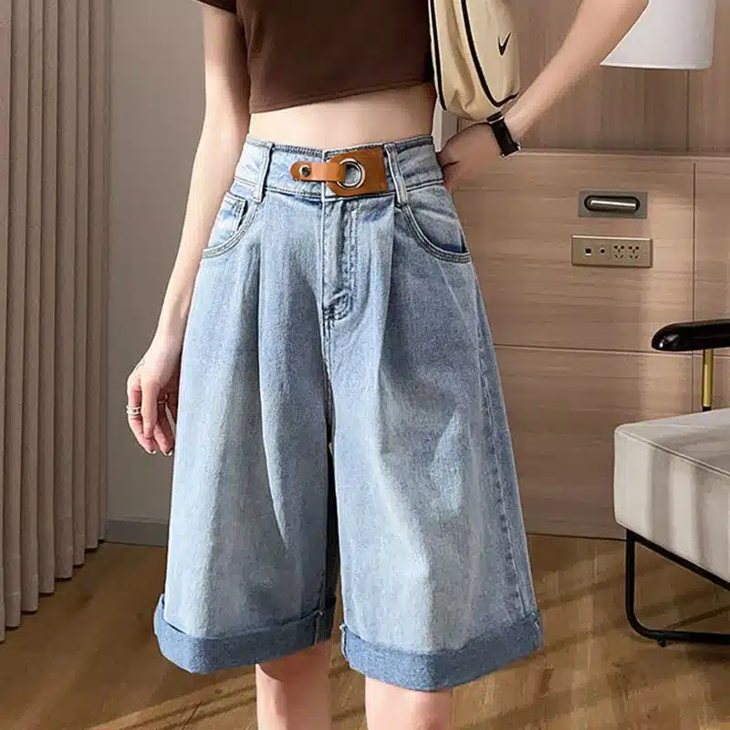 Thin Denim High Waist Shorts