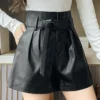 Elegant Faux PU Leather Shorts