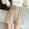 Elegant Faux PU Leather Shorts