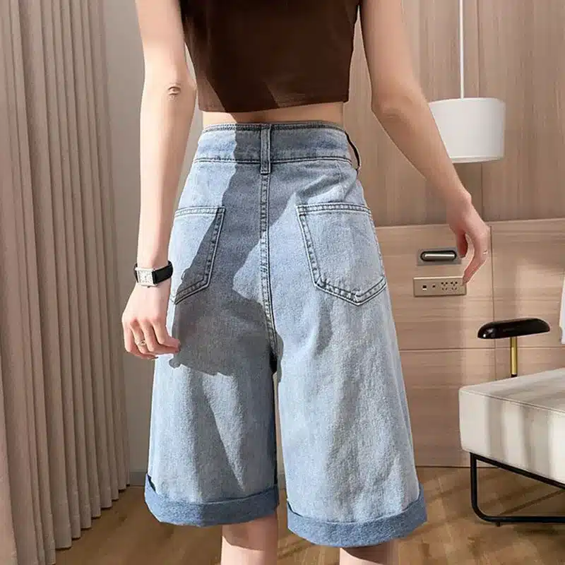 Thin Denim High Waist Shorts