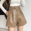 Elegant Faux PU Leather Shorts