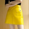 Yellow Leather Mini Skirt