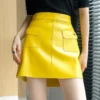 Yellow Leather Mini Skirt