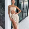 Elegant Sleeveless Slit Midi Dress