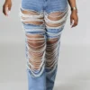 Chic Cutout Pearls Denim Jeans