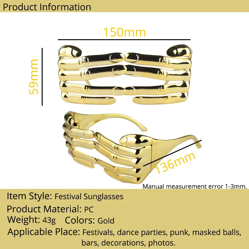 Gold One Piece Fingers Festival Glasses