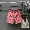 Pink Strawberry Denim Shorts