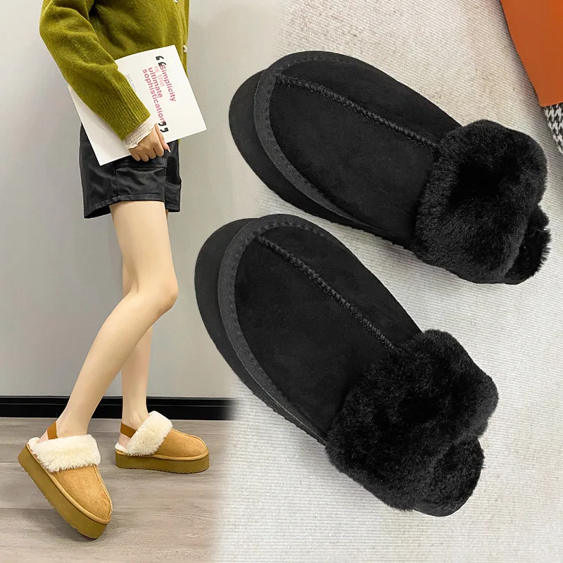 Women's Plush Fur Platform Slippers