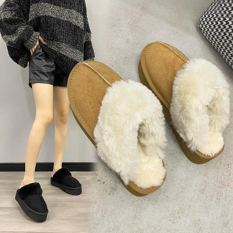 Women's Plush Fur Platform Slippers