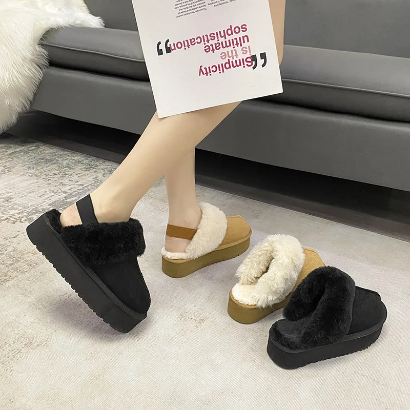 Women's Plush Fur Platform Slippers