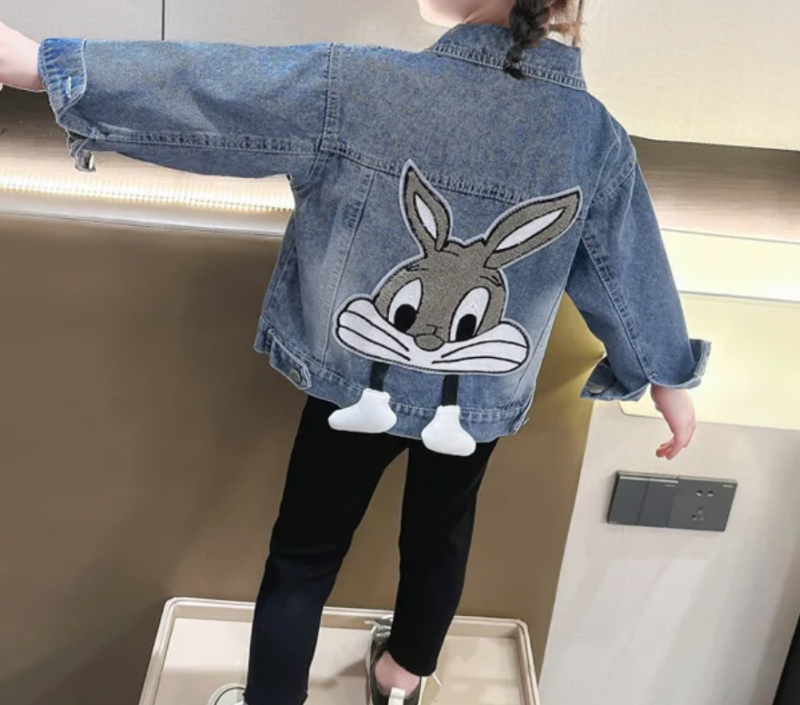 Baby Girls Denim Cartoon Rabbit Coat - Enenesis