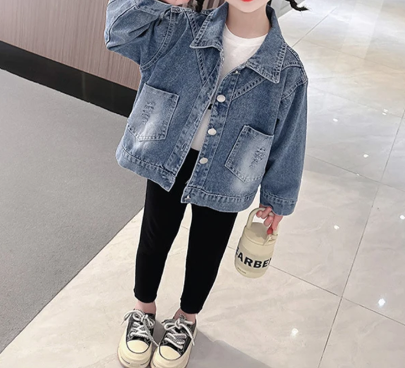 Baby Girls Denim Cartoon Rabbit Coat