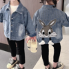 Baby Girls Denim Cartoon Rabbit Coat