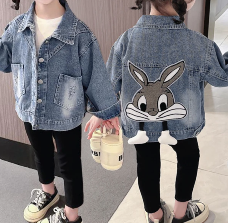 Baby Girls Denim Cartoon Rabbit Coat - Enenesis