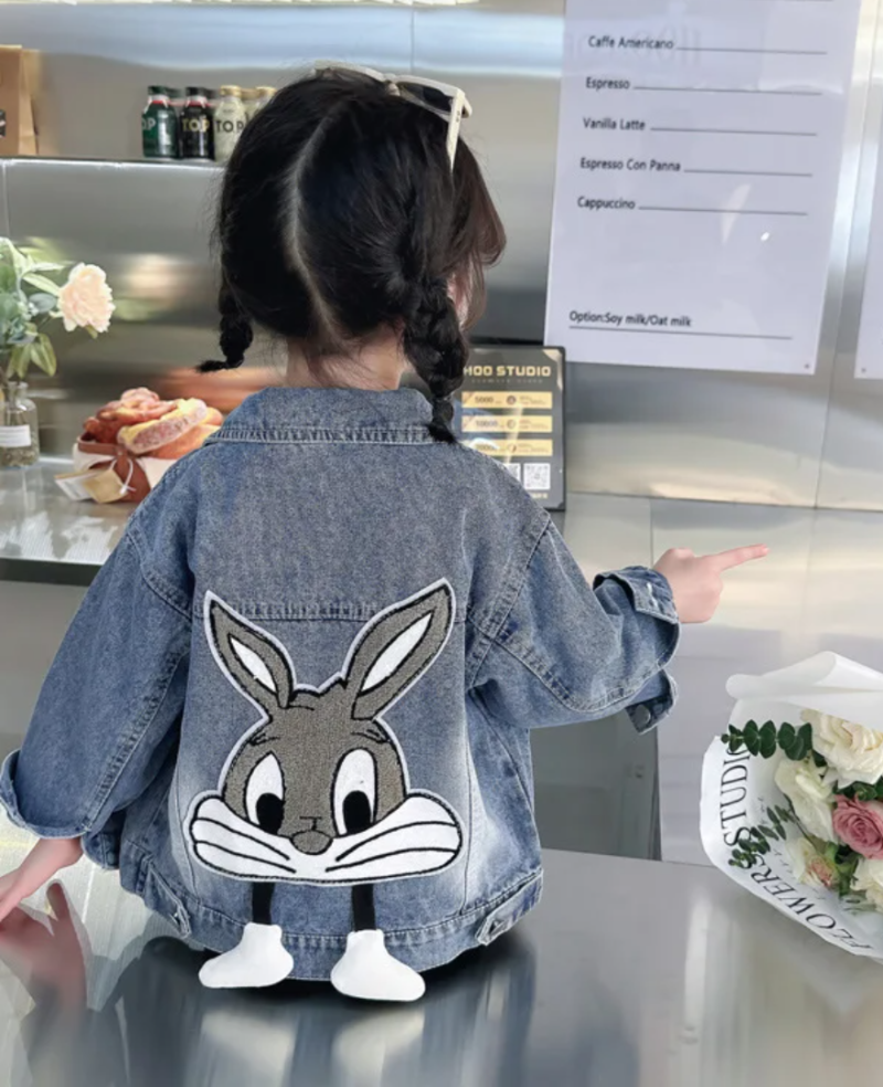 Baby Girls Denim Cartoon Rabbit Coat - Enenesis