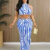 Maxi Skirt Striped Suit 2Pcs Set