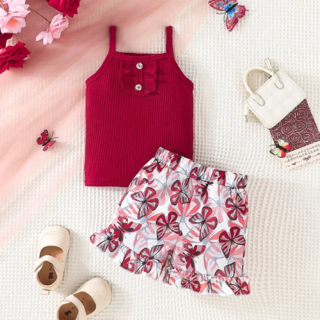 Purple Butterfly Print Short Suit - Enenesis