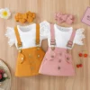 3Pcs Baby Girl Suspender Skirt Set