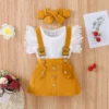 3Pcs Baby Girl Suspender Skirt Set