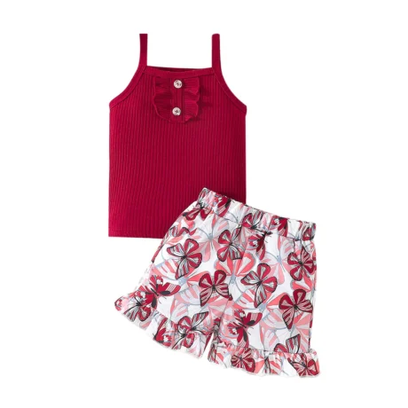 Purple Butterfly Print Short Suit - Enenesis