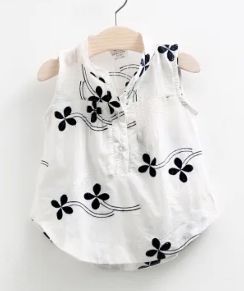 White Flower Baby Girls Blouses