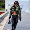 Chic Camouflage Cropped Quilted Jacket