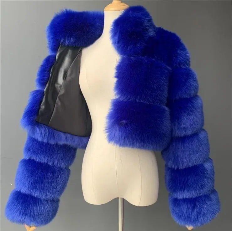 Chic Cropped Real Faux Fur Jackets