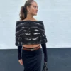 Chic Shiny Black Cropped Puffer Jacket