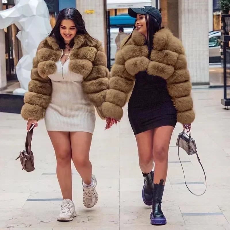 Chic Cropped Real Faux Fur Jackets