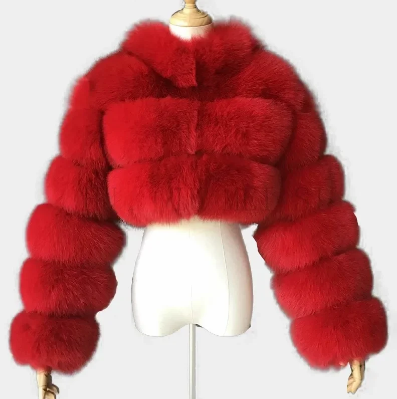 Chic Cropped Real Faux Fur Jackets