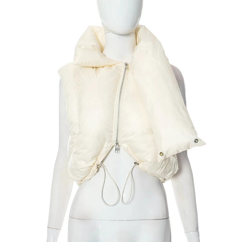 Simple Sleeveless Scarf Warm Coat - Enenesis