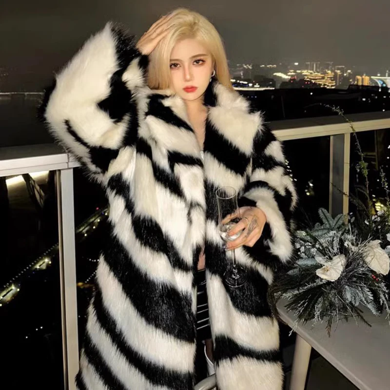 Spice Thick Zebra Fur Winter Coat - Enenesis