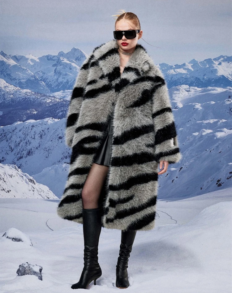 Women's Zebra Print Fur Coat - Enenesis