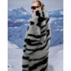 Women's Zebra Print Fur Coat - Enenesis